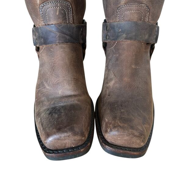 Frye Vintage Brown Leather Square Toe Harness BootSize 9.5 - Picture 6 of 13